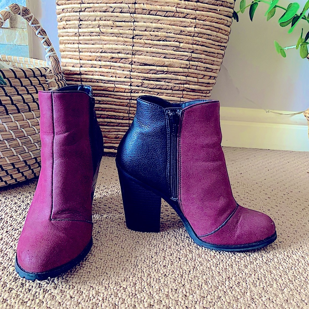 Call It Spring Purple/Black Boots Size 8